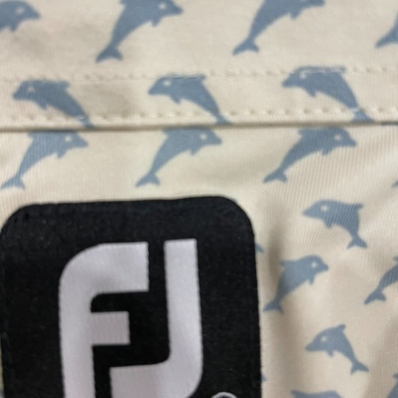 FootJoy Mens Leaping Dolphins Print Lisle Polo Shirt Size LG - Picture 4 of 5